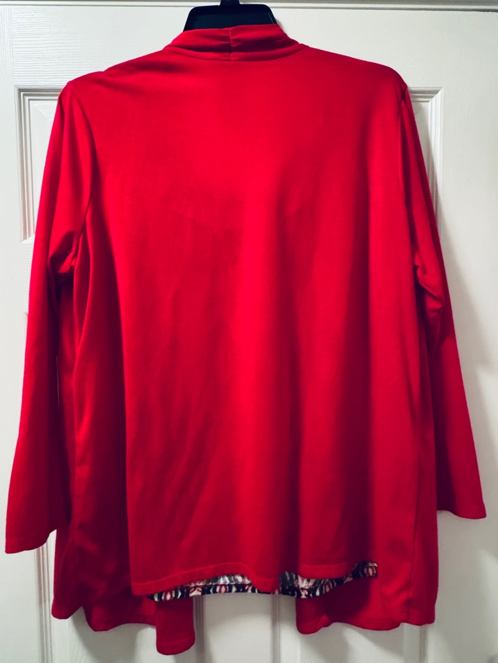 White Stag Red Open-Front Cardigan with Patterned Shell Insert - Picture 5 of 6